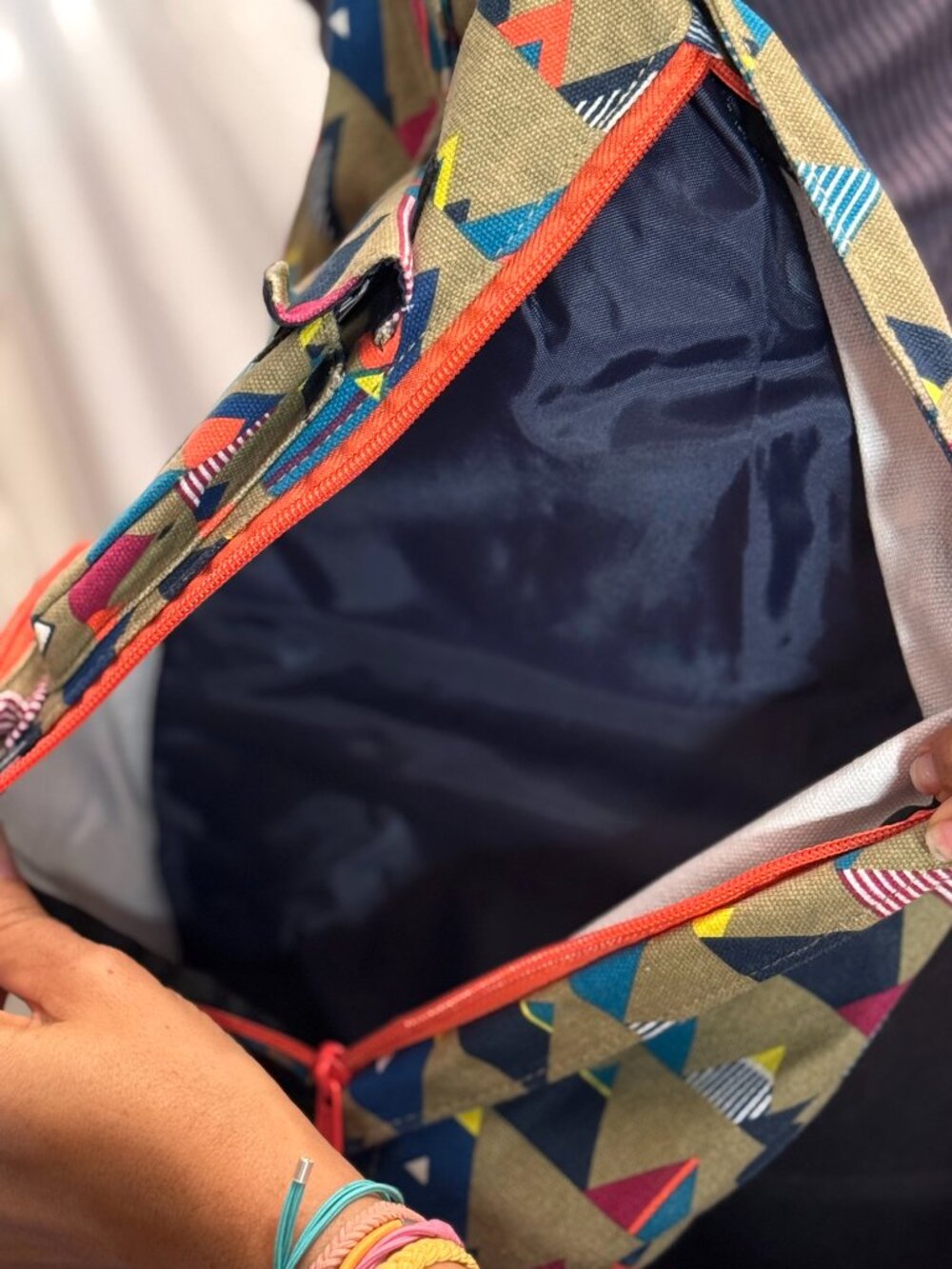 Kavu Sling Backpack multicolor nautical flag design. Super Cute lots of pockets! - Picture 4 of 7